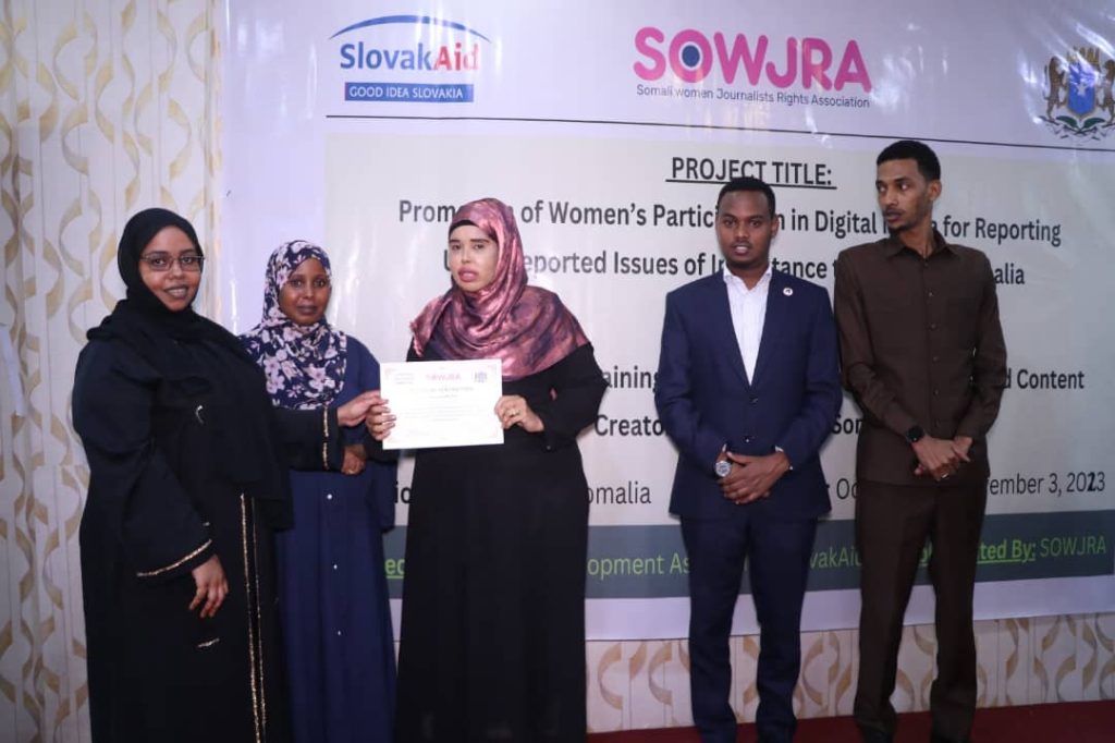 SOWJRA CONCLUDES 6 DAYS OF DIGITAL MEDIA SKILLS AND STORY TELLING TRAINING FOR 50 WOMEN JOURNALISTS IN MOGADISHU